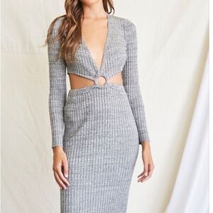 Forever 21 Gray Cutout Midi Dress